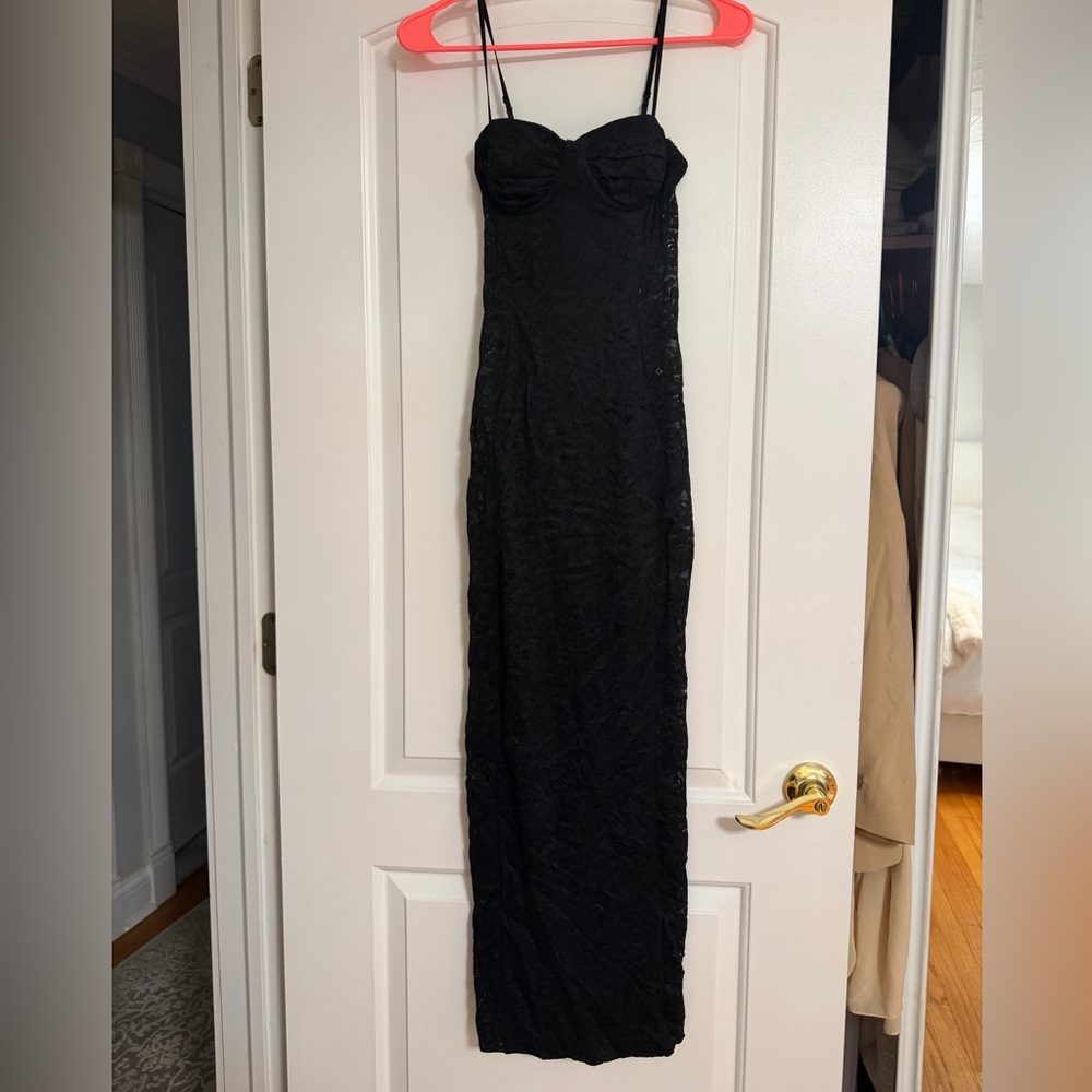 Dynamite Black Strapless Lace Maxi Dress